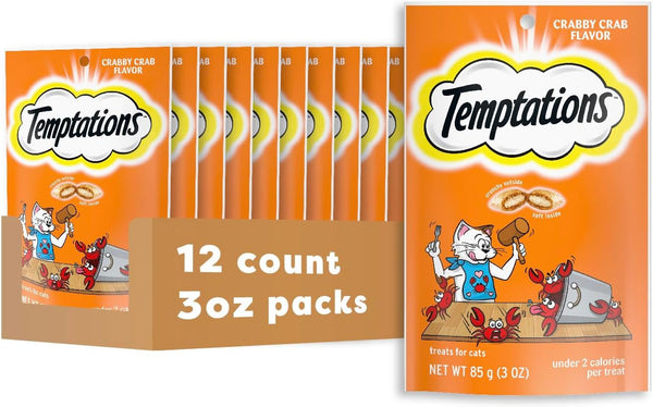 Temptations Classic Crunchy Cat Treats, Crabby Crab, 3 Oz, 12 Pack | under 2 Calories per Treat, 100% Complete & Balanced for Adults, Resealable Pouches, Use as Snack, Meal, or Food Topper1