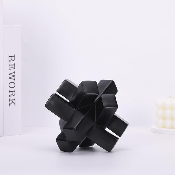 Black Knot Decor Knick Knacks for Shelves, Black Geometric Sculpture Statue Modern Decorative Objects Shelf, Black Home Décor Accents, Minimalist Bookcase Tv Stand Coffee Table Entrance Decor Objects5