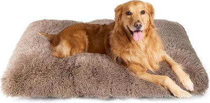 EHEYCIGA Fluffy Dog Crate Bed for Extra Large Dogs, Plush Faux Fur Pad, Calming anti Anxiety XL Bed for Crate, Washable Soft Warm Dog Mat with Non-Slip Bottom, Grey33