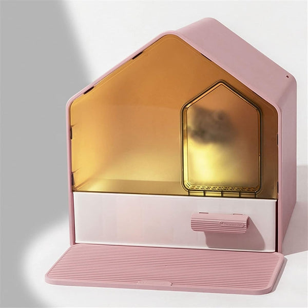 Dog Potty Training Toilet ﻿ Cat Litter Tray Fully Enclosed Drawer Type Oversized Villa Toilet Deodorant Sandbox Splash Proof Box Pink Green and Black(B)10