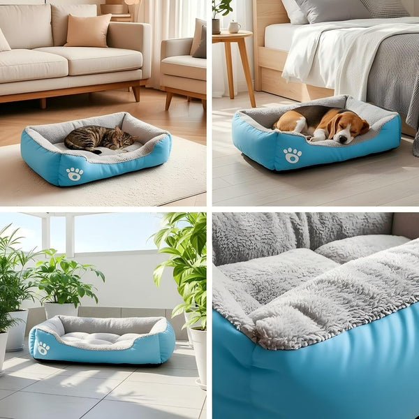 Plush Dog Bed for Small to Large Dogs - Rectangular Polyester Pet Bed with Paw Print Design, Soft & Comfortable Indoor/Outdoor Use, Dog Bed for Small, Indoor Pet Furniture, Durable Pet Bed8