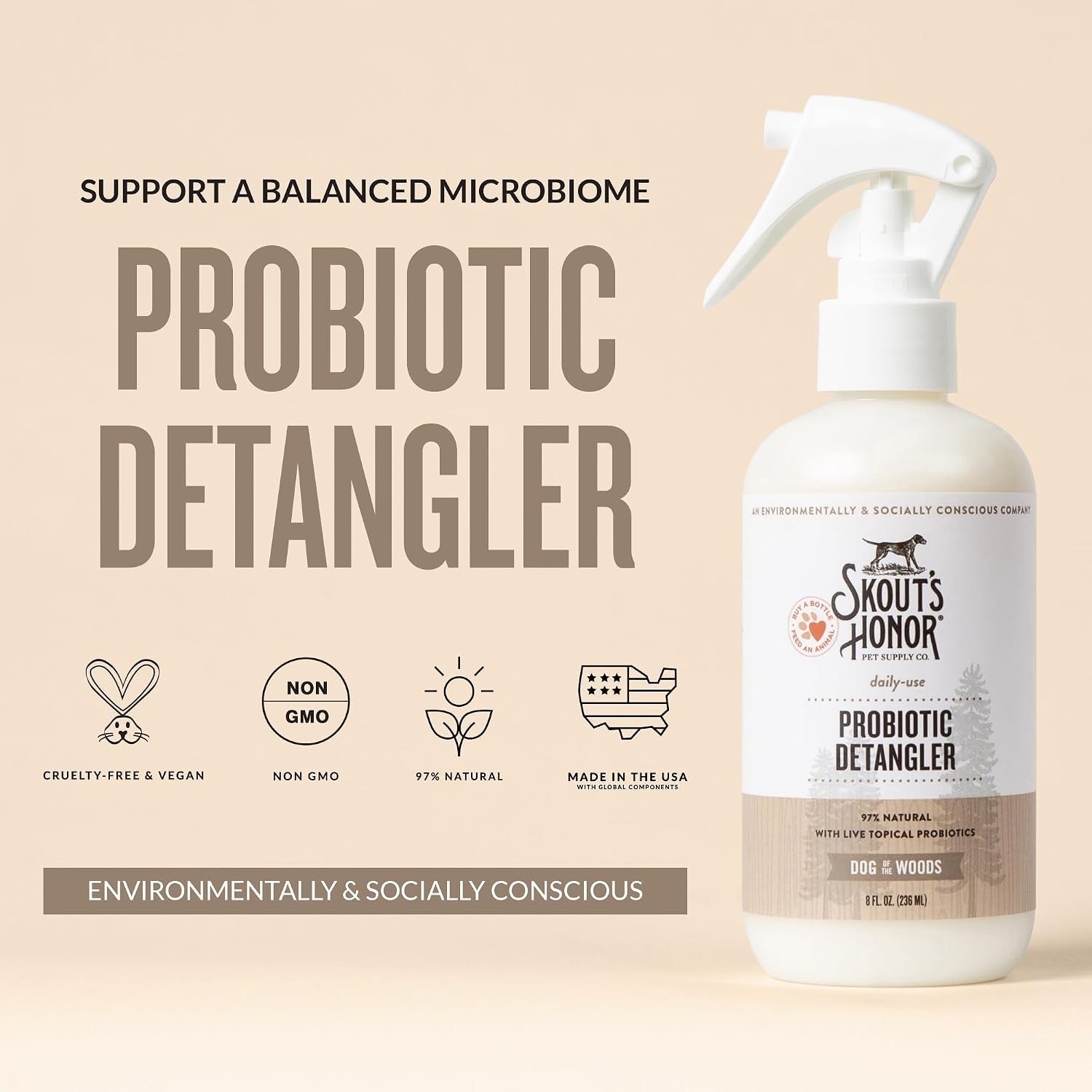skouts-honor-probiotic-dog-detangler-spray-dog-of-the-woods-8-oz-hydrating-and-conditioning-with-avocado-oil-97-natural-microbiome-friendly-paraben-and-sulfate-free