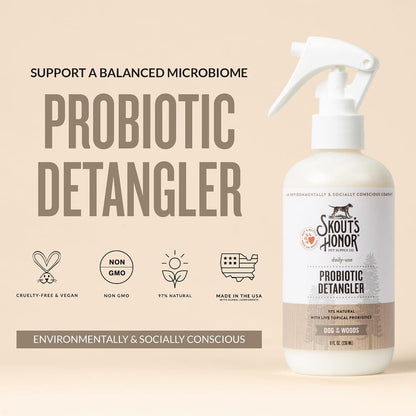 SKOUT'S HONOR Probiotic Dog Detangler Spray - Dog of The. Woods, 8 Oz | Hydrating and Conditioning with Avocado Oil, 97% Natural, Microbiome-Friendly, Paraben and Sulfate-Free2