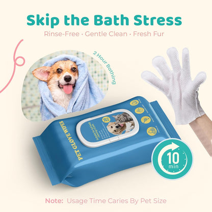 Pet Glove Wipes for Dogs & Cats with Coconut Scent, No Rinse Full Body Cleaning Large Gloves (9.84 X 9.05 Inch), Gentle Grooming for Paws Face Ears Eyes Coat, Alcohol Free, 20 Pack2