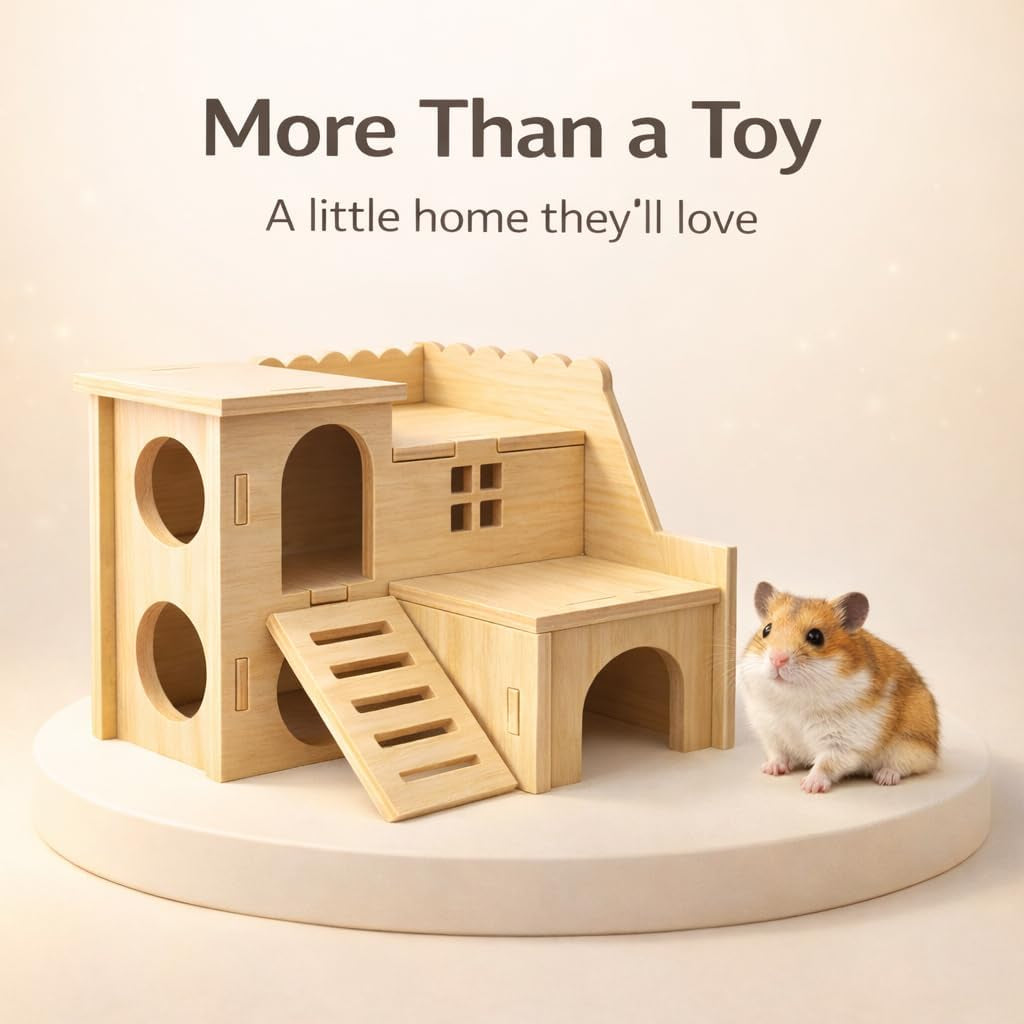 tiny-hamster-maze-wood-house-fun-slide-house-double-decker-hut-for-dwarf-gerbil-mouse-mice-rat-small-animalsonly-for-small-hamster