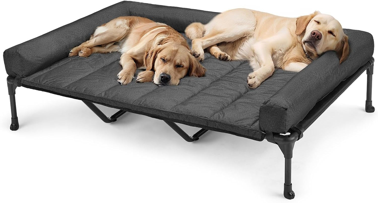 veehoo-outdoor-elevated-dog-bed-with-waterproof-bolster-cushion-cooling-raised-dog-bed-with-removable-washable-mat-topper-breathable-mesh-dog-couch-cot-for-indoor-outdoor-42-large-black