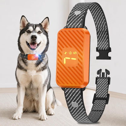 Dog Bark Collar for Large Medium Small Dogs, Effective No-Bark Collar, Smart Barking Collar, Rechargeable Bark Collar with 7 Sensitivity, 3 Modes, Waterproof, Neon Orange1