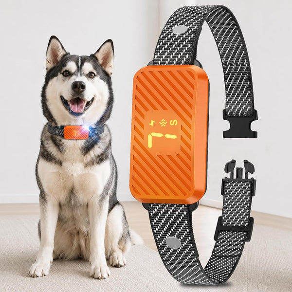 Dog Bark Collar for Large Medium Small Dogs, Effective No-Bark Collar, Smart Barking Collar, Rechargeable Bark Collar with 7 Sensitivity, 3 Modes, Waterproof, Neon Orange1