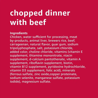 Amazon Basics Chopped Ground Dinner Wet Dog Food Variety Pack, Filet Mignon Flavor and with Beef, Made with Natural Ingredients, 13.2Oz Cans (Pack of 12)4