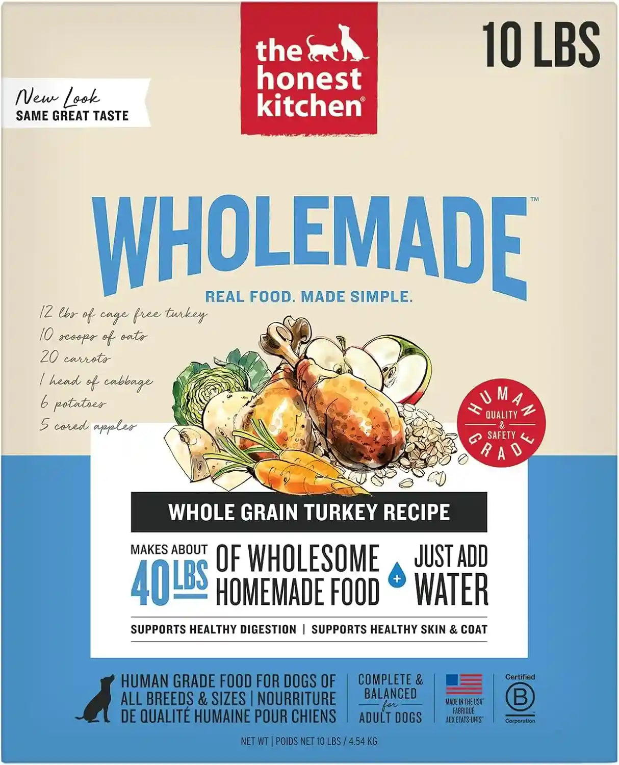 the-honest-kitchen-wholemade-whole-grain-turkey-recipe-human-grade-dehydrated-dog-food-just-add-water-supports-digestion-skin-coat-topper-for-dry-or-wet-dog-food-10-lb-box-makes-40-lbs