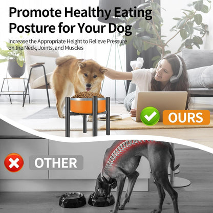 PROERR Lifted Dog Bowl Stand - without Bowls, Single Raise Pet Food Table Adjustable Wide 6-10", Tall 8 10 12" - Bowl Stand Size Optional, Dog Bowls Holder Elevated for Small Medium Large Dogs Breed4