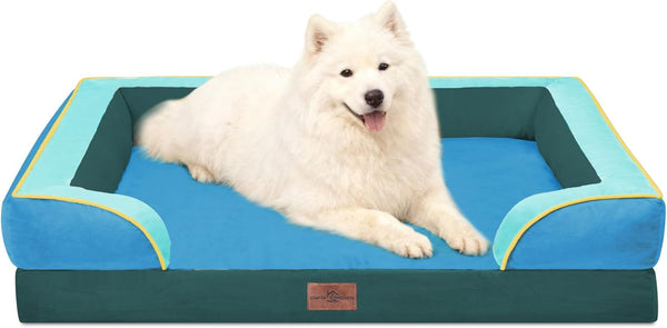 Comfort Expression Orthopedic Dog Bed for Extra Large Dogs with Bolster | Waterproof Dog Couch Bed with Washable Cover & Non-Slip Bottom, Supportive Egg Crate Foam XL Pet Bed, 42X30 Inch175
