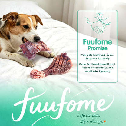 Fuufome Dog Chew Toys for Aggressive Chewers & Large Dogs Tough Nylon Bone | Indestructible Hard, Power Chewing, Teeth Cleaning Textures to Keep Them Busy, 2 Pack Steak & Ribs Toy for 20–100 Lbs Dogs8