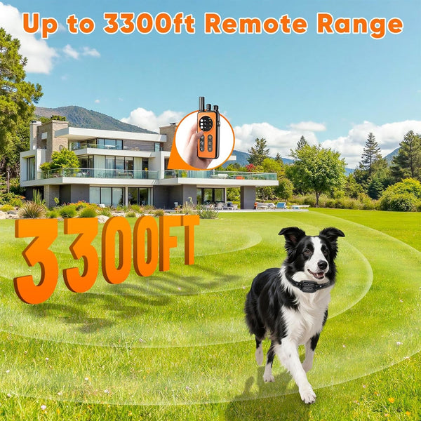 Dog Shock Collar 2 Dogs, 3300Ft Dog Training Collar with Remote, Real-Time Dual-Channel Remote with 3 Training Modes, Beep, Vibration, Safety Shock, Light, Fits 8-120 Lbs All Breeds Sizes - Orange4