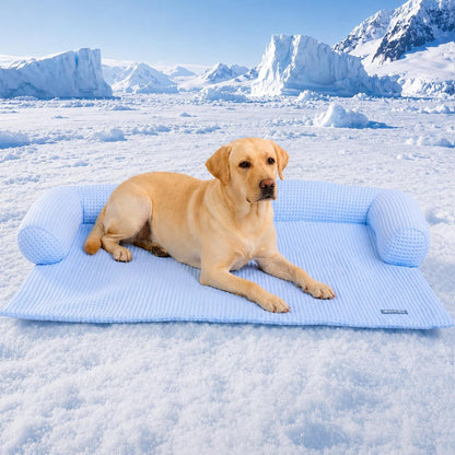 Spark Paws Cooling Couch Cover Dog Bed, Furniture Protector Mat, Non-Toxic Washable Pet Cooling Pad for Large & Small Dog - Hearts Blue - Size M25
