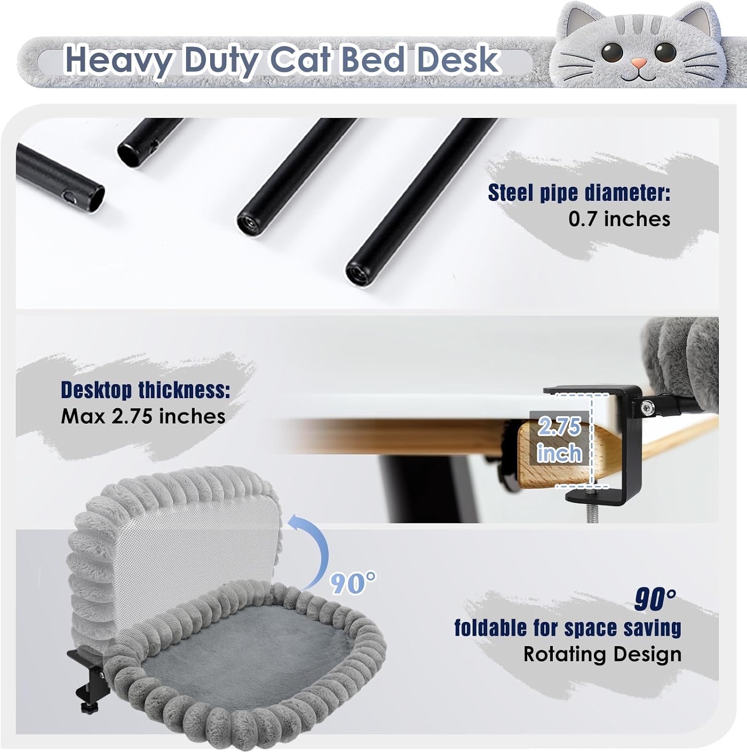 ipow-x-large-cat-bed-heavy-duty-steel-frame-supports-up-to-40lbs-cat-desk-bed-perch-space-saving-90-foldable-with-soft-ultra-plush-faux-fur-for-small-medium-large-cats