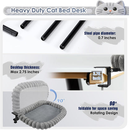 IPOW X-Large Cat Bed Heavy Duty Steel Frame Supports up to 40Lbs Cat Desk Bed & Perch Space-Saving 90°Foldable with Soft Ultra-Plush Faux Fur for Small Medium Large Cats5