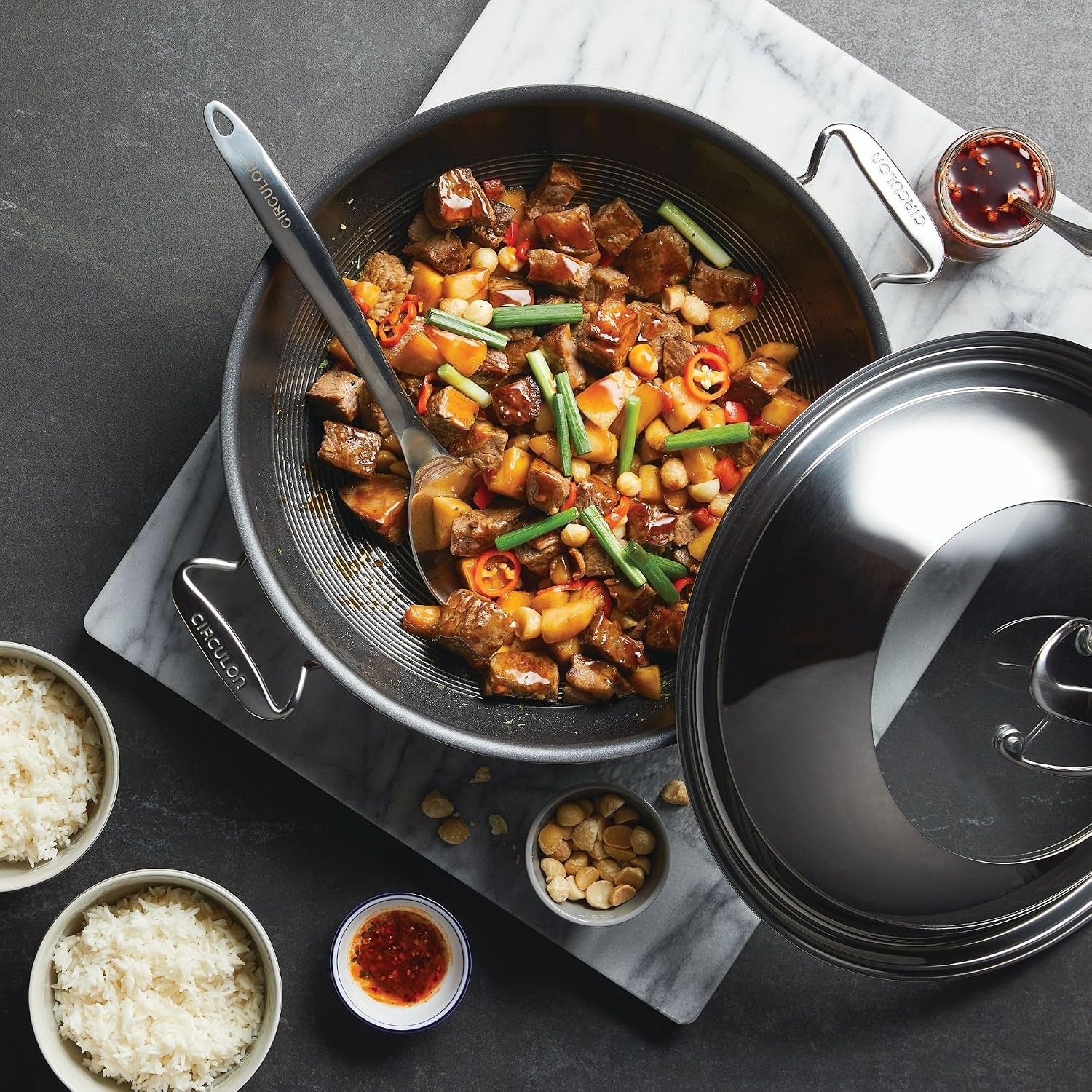 clad-stainless-steel-wok-stir-fry-with-glass-lid-and-hybrid-steelshield-and-nonstick-technology-14-inch-silver