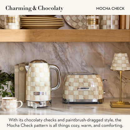 MACKENZIE-CHILDS 2-Slice Toaster, Decorative Toaster for Kitchen, Brown-And-White Mocha Check4