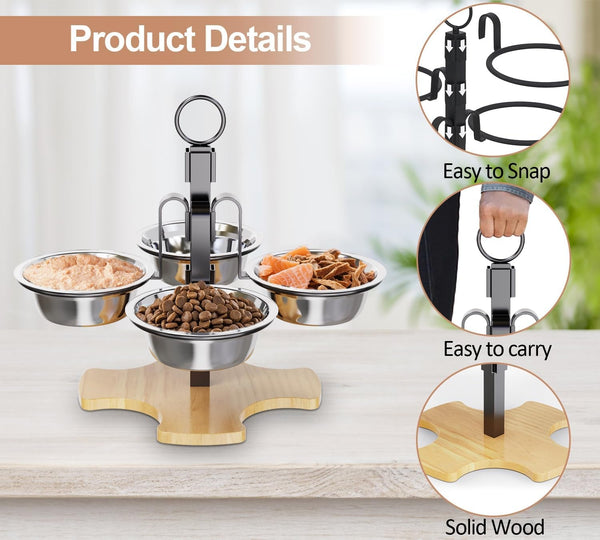 Elevated Cat Bowls 3 Adjustable Height 4 Stainless Steel Cats&Dogs | Pet Elevated Raised Cat Food and Water Bowls 3 Adjustable Heights 4 Stainless Steel Bowls for Indoor Cats Small Dogs6
