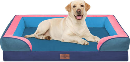 Comfort Expression Orthopedic Dog Bed for Extra Large Dogs with Bolster | Waterproof Dog Couch Bed with Washable Cover & Non-Slip Bottom, Supportive Egg Crate Foam XL Pet Bed, 42X30 Inch161