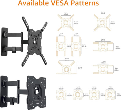Full Motion Articulating TV Wall Mount, with Swivel and Tilt, for 26" to 55" Tvs and Flat Panels up to 80 Lbs, VESA Compatible, Single Stud, Black5