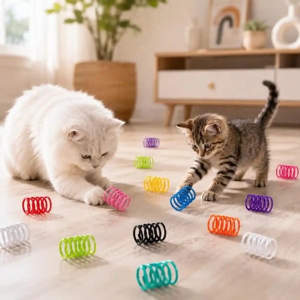 15 Pack Cat Spring Toys, 15 Colors Colorful Interactive Coil Springs for Kittens, Durable Plastic Spiral Springs for Indoor Cats, Ideal for Swatting Biting Hunting & Exercise5