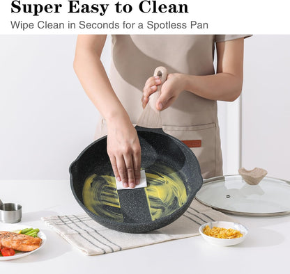 Nonstick Frying Pan, 12.5 Inch Large Skillet, Granite Cooking Pan, Healthy and Non Toxic, Induction Compatible, PFOA Free4