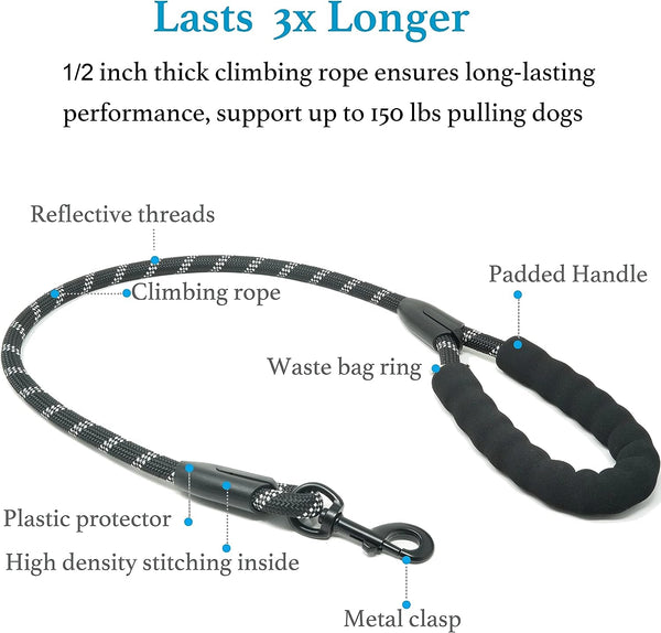 Iyoshop Dual Dog Leash - 360° Swivel, No Tangle Walking Leash with Shock Absorbing Bungee for Two Dogs (Large, 25-150 Lbs, Black)3