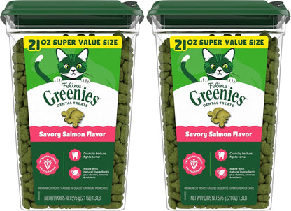 Greenies Feline Natural Crunchy Dental Cat Treats, Salmon Flavor, 21 Oz | #1 Vet-Recommended, Clinically-Proven Oral Care, 36% Less Tartar in 28 Days, Cleans to Gumline, Natural Ingredients12