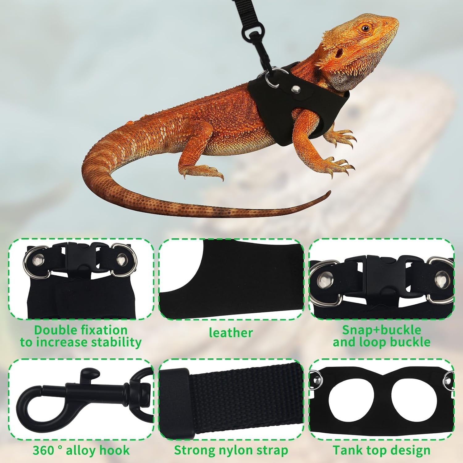 3size-black-bearded-dragon-leash-and-harness-set-with-lizard-traction-rope-for-reptile-lizard-leash-squirrel-harness-small-rabbit-traction-rope-s-m-l