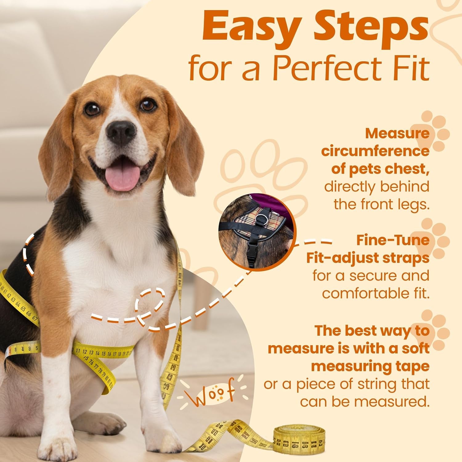 bark-appeal-tan-plaid-no-pull-dog-harness-for-extra-small-to-small-sized-pets-adjustable-reflective-vest-with-3-leash-clips-for-added-control-easy-walks-training-small