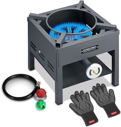 Professional Single Banjo Wok Burner with Stand. Drop in Wok Edition. up to 270,000 BTU. Great for Home Brewing, Wok Stir Fry, Turkey, Etc. (16")1