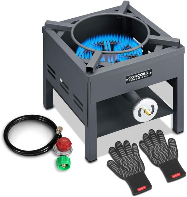 Professional Single Banjo Wok Burner with Stand. Drop in Wok Edition. up to 270,000 BTU. Great for Home Brewing, Wok Stir Fry, Turkey, Etc. (16")1