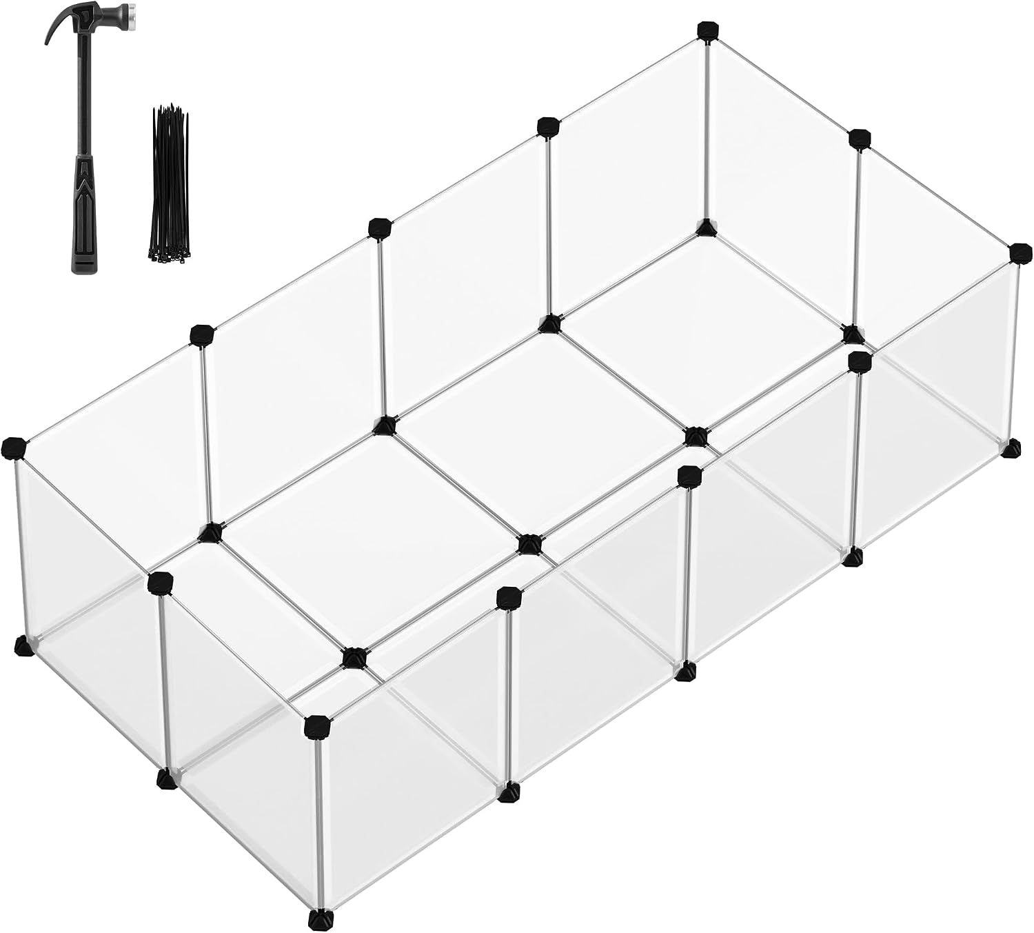 songmics-20-panels-pet-playpen-with-floor-small-animal-playpen-pet-fence-indoor-diy-plastic-enclosure-for-guinea-pigs-bunny-hamsters-hedgehogs-49-2-x-24-8-x-16-5-inches-white-ulpc001w01