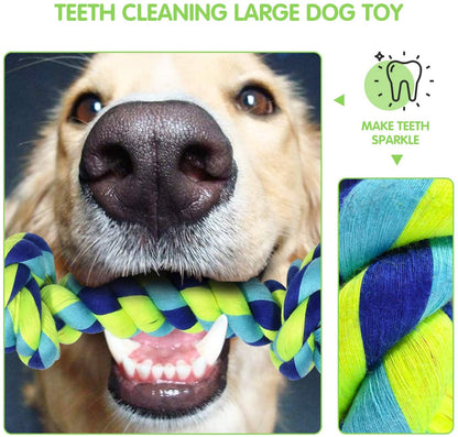 SHARLOVY Large Tough Chew Toys for Aggressive Chewers Large Breed,Heavy Duty Dental Rope Toys Kit for Medium Dogs,5 Knots Indestructible Cotton Puppy Teething Chew Tug Toy Set of 94
