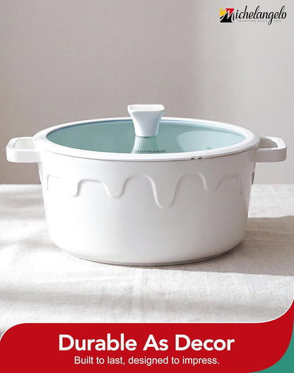 8 Quart Stock Pot with Lid, Titanium Ceramic Nonstick Soup Pot | Ptfe-Free & Non-Toxic | Coating Lasts Longer | 8 Qt for Gatherings | Glass Lid | Stovetop-To-Table & Gift | Cream6