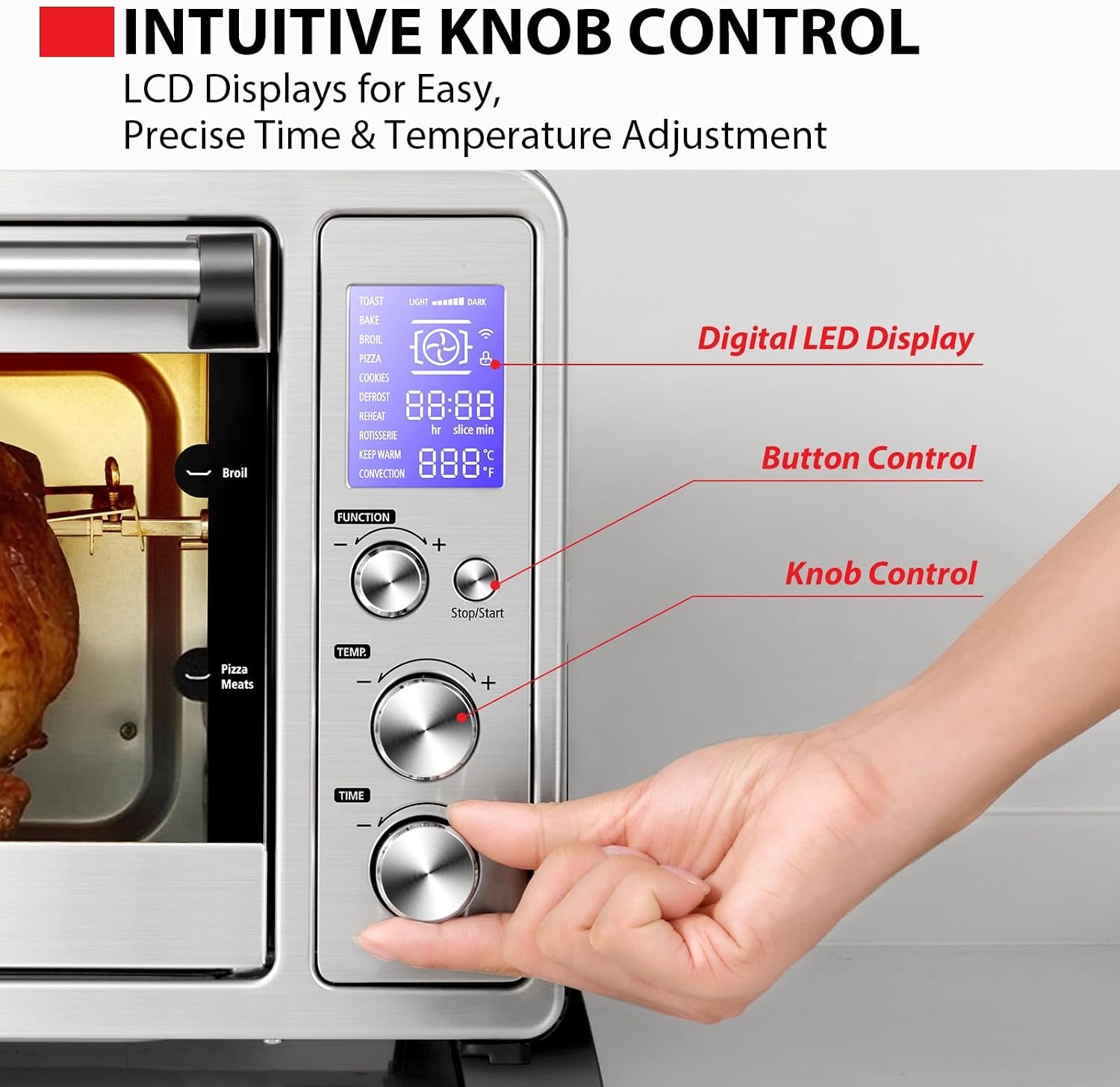 10-in-1-convection-toaster-oven-6-slice-countertop-oven-1500w-bake-broil-rotisserie-pizza-functions-lcd-knob-controls-6-accessories-with-toast-1500w-stainless-steel