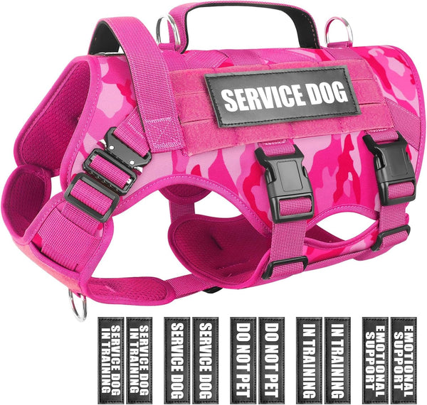 WINSEE Service Dog Vest Harness for Large Dog, Tactical Working MOLLE Vest with 10 Pet Patches, No Pull Heavy Duty Harness for Training Walking8