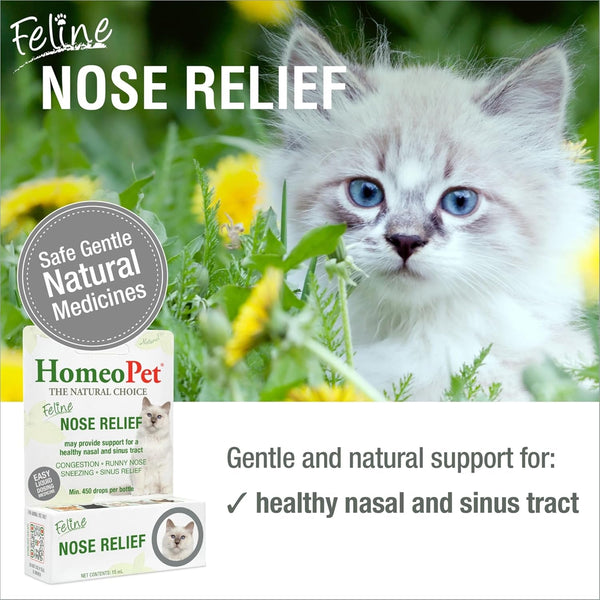 Homeopet Feline Nose Relief, Nasal Supplement for Cats, 15 Milliliters | Natural Nasal and Sinus Support for Cats, Safe and Gentle Homeopathic Formula, Liquid Drops Suitable for Daily Use2