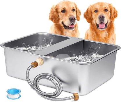 6 Gal Automatic Dog Water Bowl Dispenser Stainless Steel Dog Waterer for Large Breed Dogs, Outdoor Extra Large Bowl for Cats Pets Livestock Chicken1