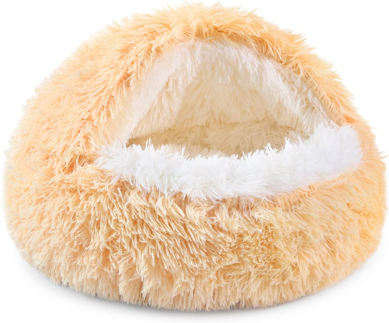 noyal-round-hooded-donut-dog-bed-for-small-medium-pets-plush-fluffy-anti-anxiety-cat-cave-bed-with-cover