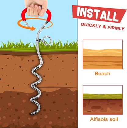 Supet Dog Tie Out Cable and Stake 32/16/10 Ft Outdoor, Yard and Camping, for Medium to Large Dogs up to 125 Lbs, 16" Stake, 32/16/10 Ft Cable with Durable Spring and Metal Hooks for Outdoor6