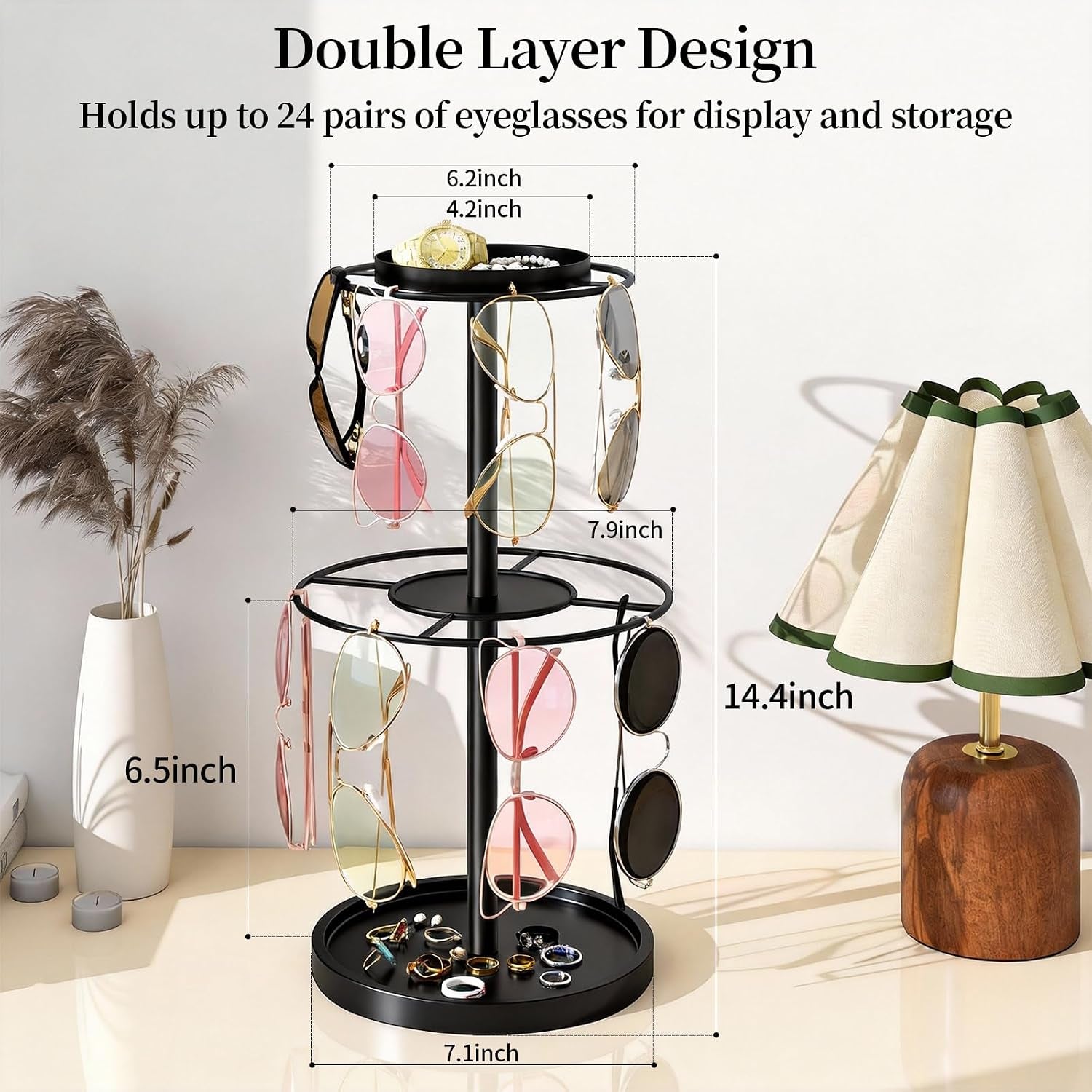 2-tier-sunglass-organizer-metal-glasses-stand-with-storage-tray-black-sunglass-holder-with-non-slip-pad-for-tabletop-desk-dresser-hanging-up-to-9-pairs-sunlasses-reading-glasses