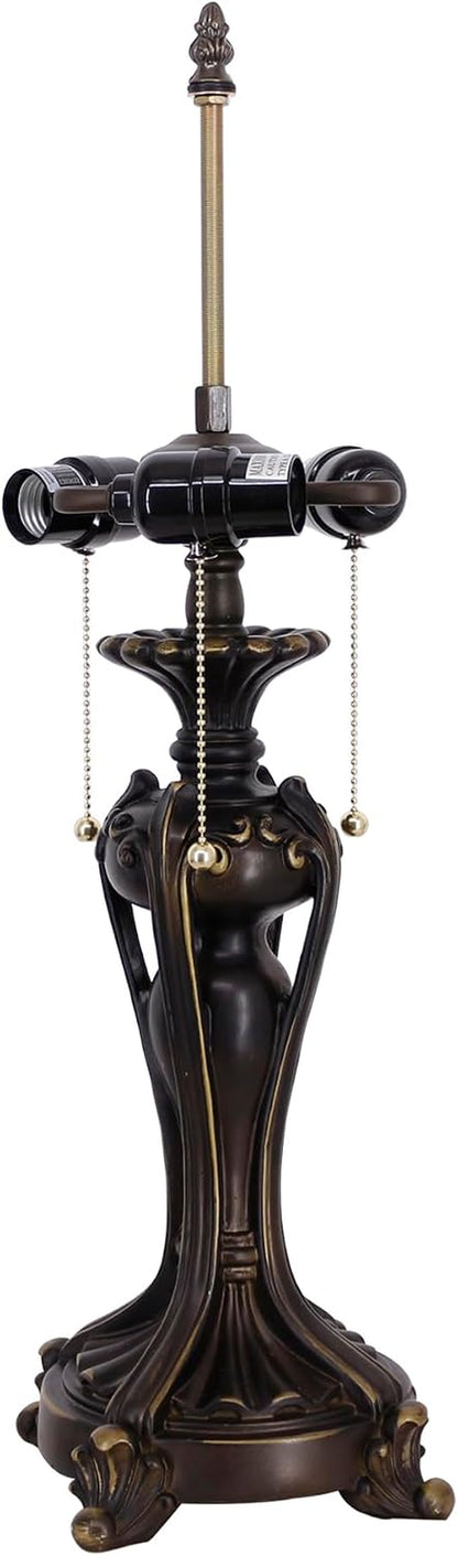 Table Lamp Base Replacement Only (L (W 8 H 24 Inch)) | Fit for 12, 14, 16, 18 Inch Tiffany Style Stained Glass Lampshade, Dark Bronze Finish, Resin, Pull Chain Switch1