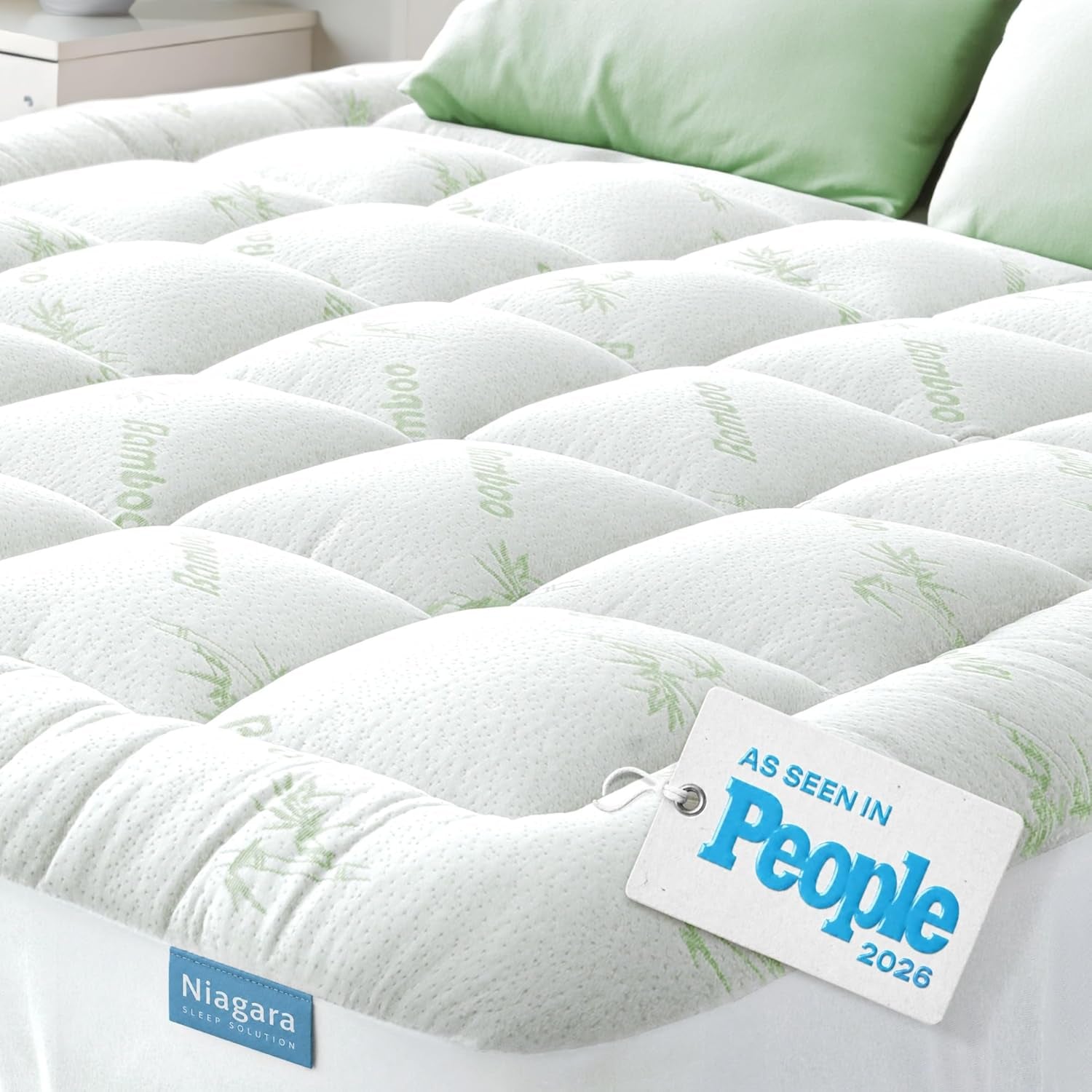 ultra-soft-cooling-mattress-topper-queen-size-rayon-derived-from-bamboo-pillow-top-mattress-pad-20-deep-pocket-back-pain-relief-perfect-for-hot-sleepers-green