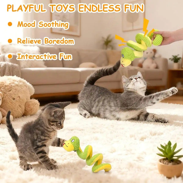 Retro Shaw 11" Realistic Snake Cat Toy – Interactive Kicker Toy for Indoor Cats with Silvervine & Catnip, Crinkle Sound, Spring-Loaded Design, Bite-Resistant Plush for Kitten Teething & Boredom Relief7