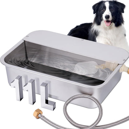 3Gal Automatic Outdoor Dog Water Dispenser for Large Breed Dogs Auto Self Filling Water Bowl Stainless Steel Dog Pet Waterer for Big Cat Chicken Goat Sheep Livestock (15.7" X 11.8")1