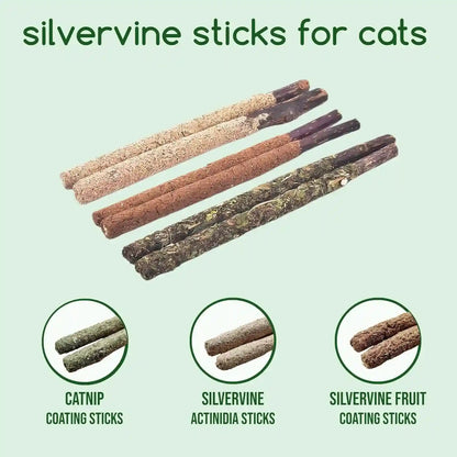 Natural Silvervine Cat Chew Toys for Dental Care | 11-Piece Natural Silvervine Chew Toys. Promotes Cat Dental Health, Aids Digestion, and Safely Expels Hairballs.3