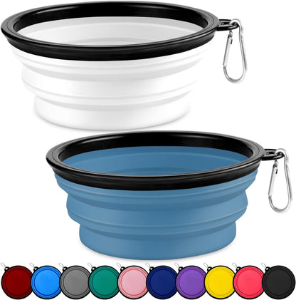 Collapsible Dog Bowls-2 Pack Large Size for Large/Medium Dogs, Pet Travel Water Bowl, Dogs Cat Portable Water Bowl, Dog Pet Feeding Watering Dish Outdoor Hiking Parking Traveling with 2 Carabiners11